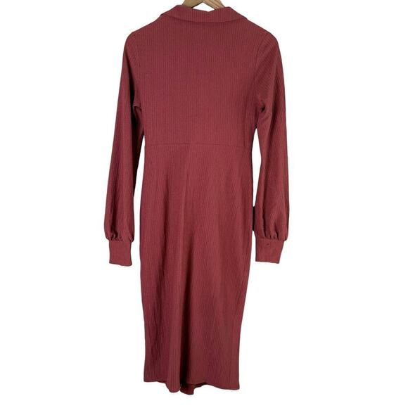 ASOS DESIGN V-Neck Twist Front Long Sleeve Midi Dress in Rust, Size 8 - Picture 7 of 10